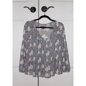 Blue Floral American Eagle Top